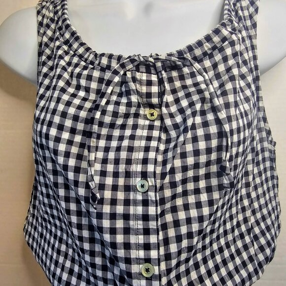 J. CREW GINGHAM ROMPER NAVY/WHITE COTTON DRAWSTRING WAIST SZ‎ XS 3" INSEAM - Picture 4 of 13